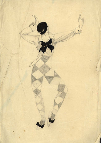 Рисунок костюма Арлекина к балету «Карнавал»