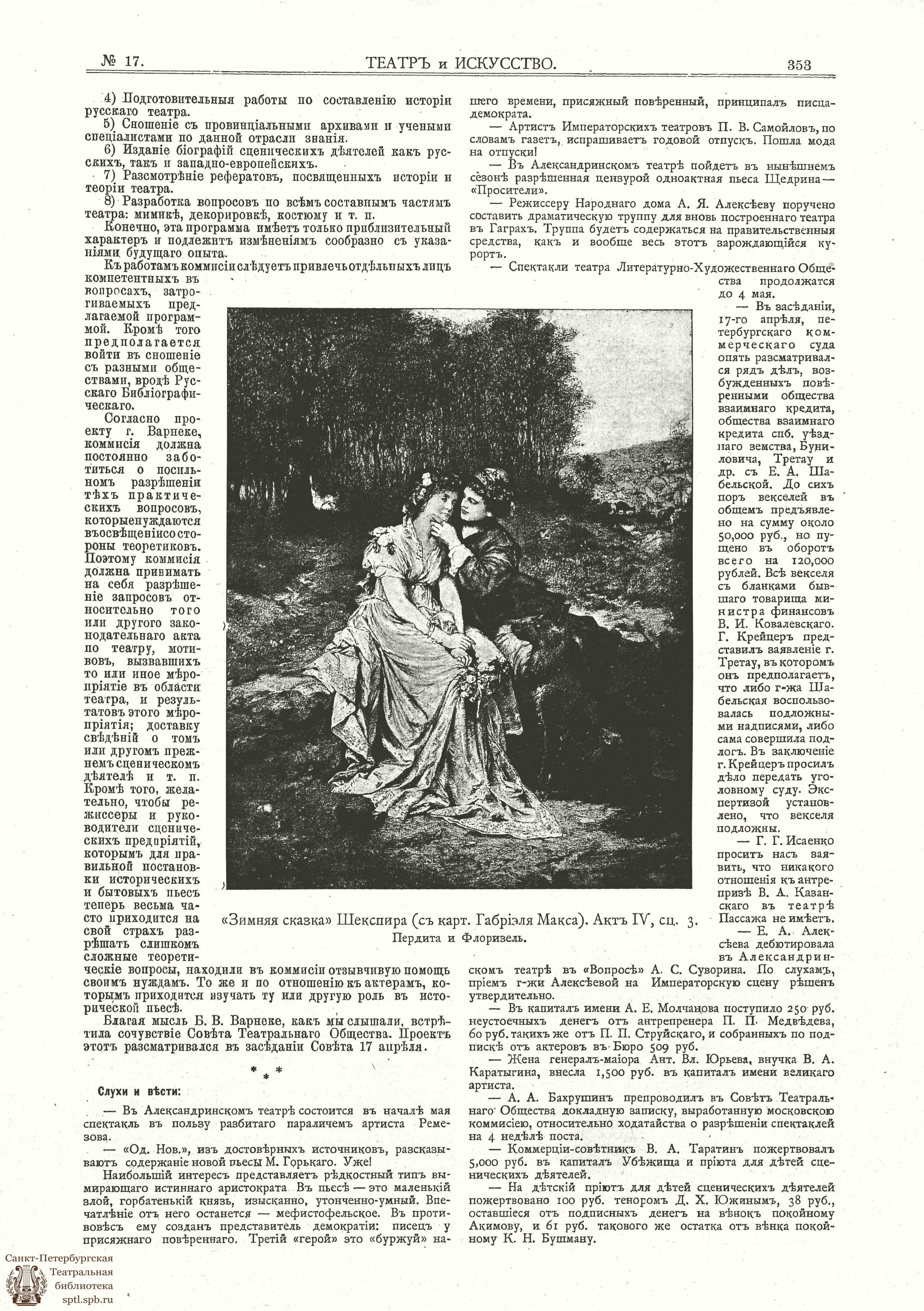 Театральная Электронная библиотека | ТЕАТР И ИСКУССТВО. 1903. №17 (20  апреля)