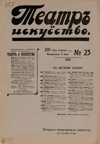 ТЕАТР И ИСКУССТВО. 1910. №23