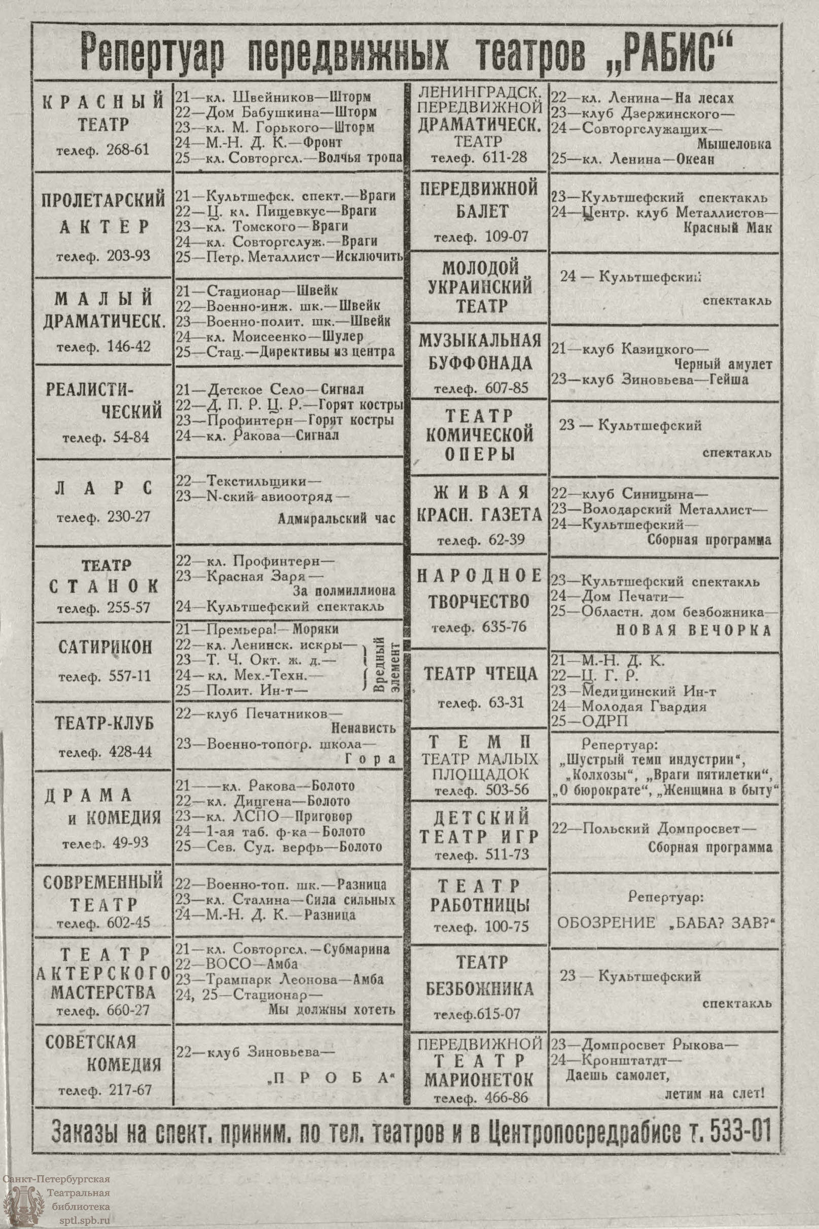 Театральная Электронная библиотека | РАБОЧИЙ И ТЕАТР. 1930. №10