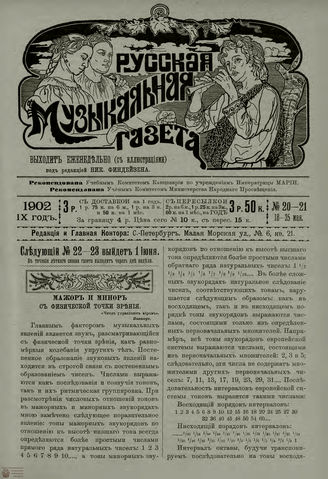 РУССКАЯ МУЗЫКАЛЬНАЯ ГАЗЕТА. 1902. №20-21